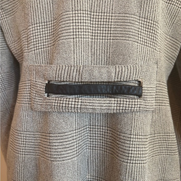 Vintage 1980s Plaid Long Line Jacket with Leather Details - Picture 7 of 9